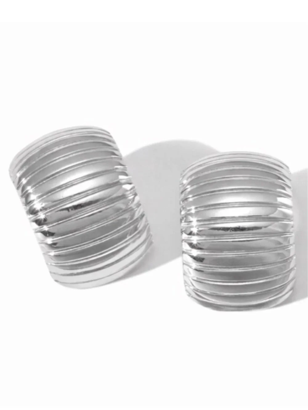 New! Silver Channeled Semi Hoop Earrings (1054) NWOT
